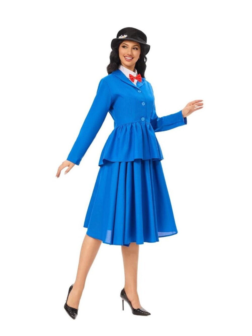 Adult Mary Poppins Costume Set Blue & White - Size XL - Brand New (No Hat)